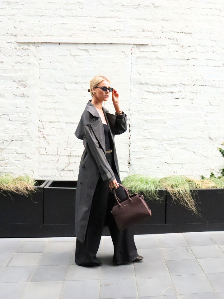 Clemence Pebbled Handbag - Brown
