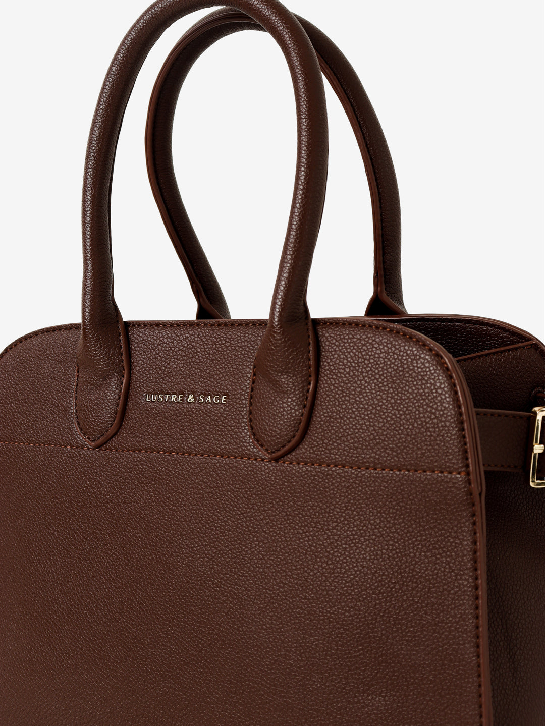 Clemence Pebbled Handbag - Brown