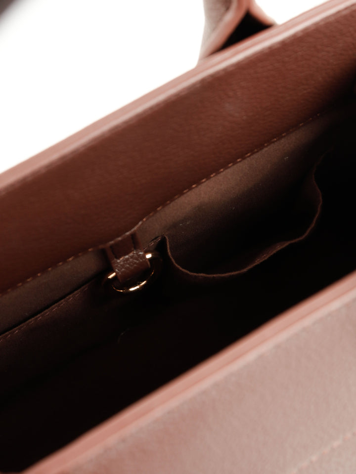 Clemence Pebbled Handbag - Brown