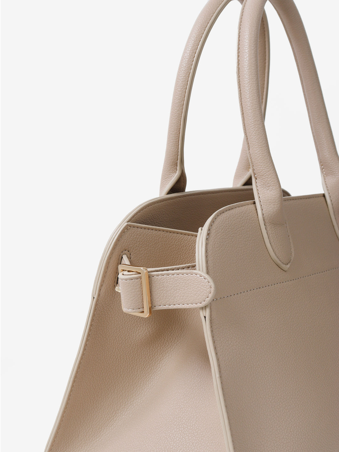 Clemence Pebbled Handbag - Stone
