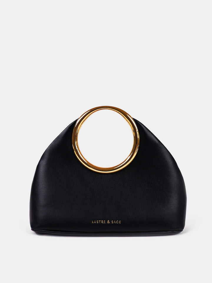 Hailey Statement Handle Bag - Black