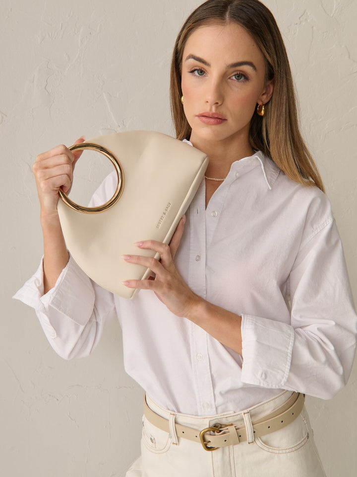 Hailey Statement Handle Bag - White
