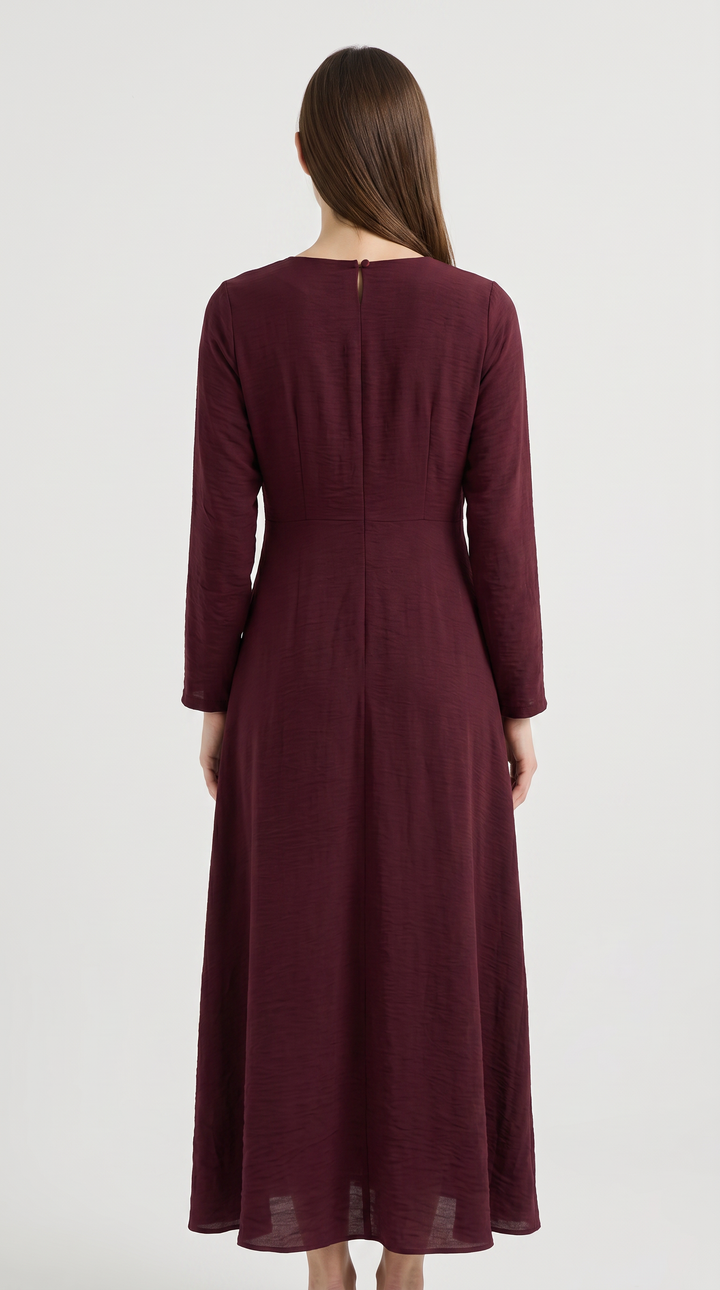 Wrap Ring Detail Maxi Dress Burgundy