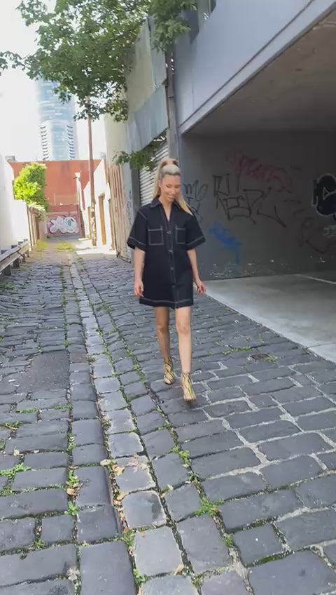 Florence black denim dress