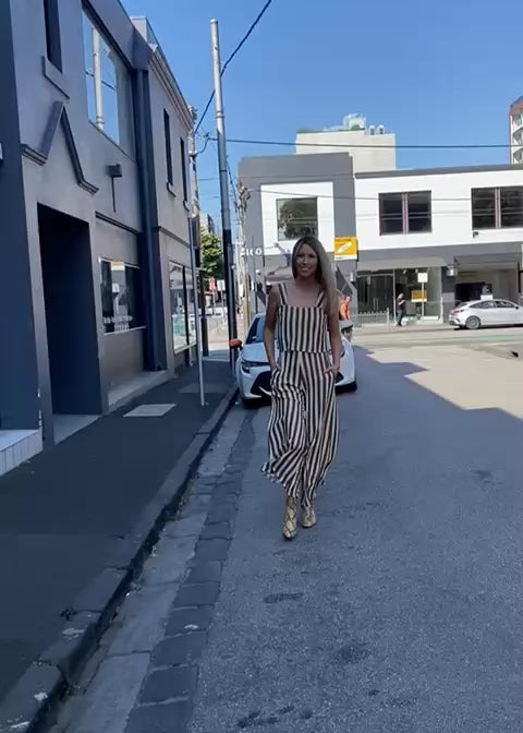 Portifino jumpsuit - Tan stripes