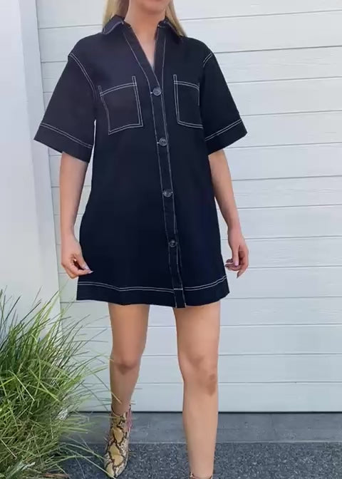 Florence black denim dress