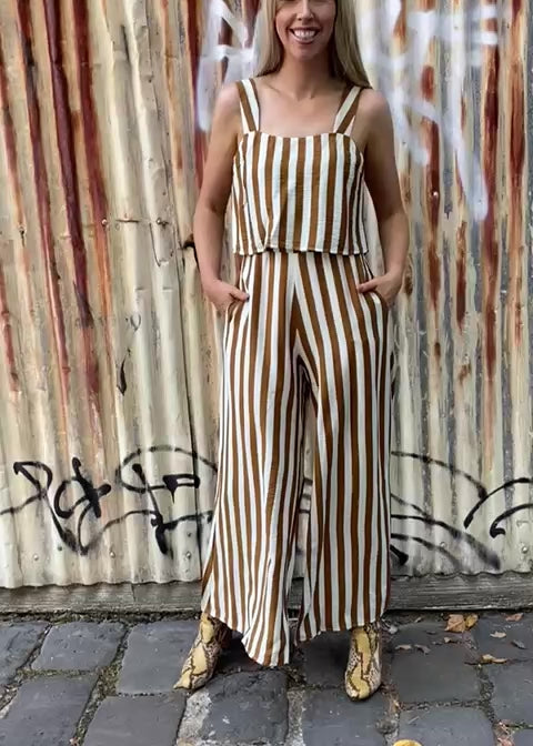 Portifino jumpsuit - Tan stripes
