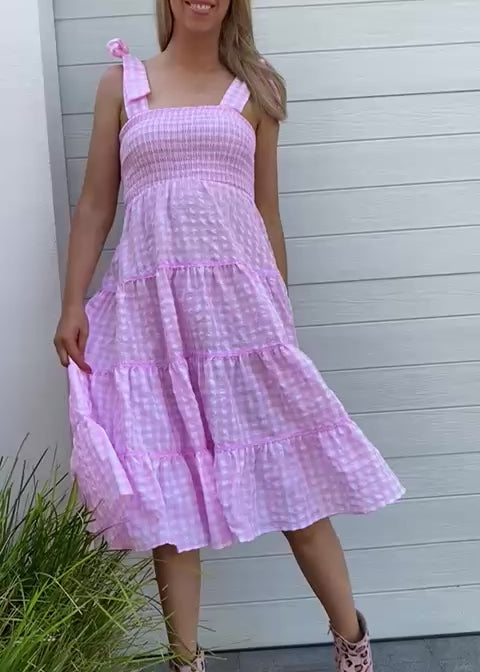 Cindy dress - Pink and white check