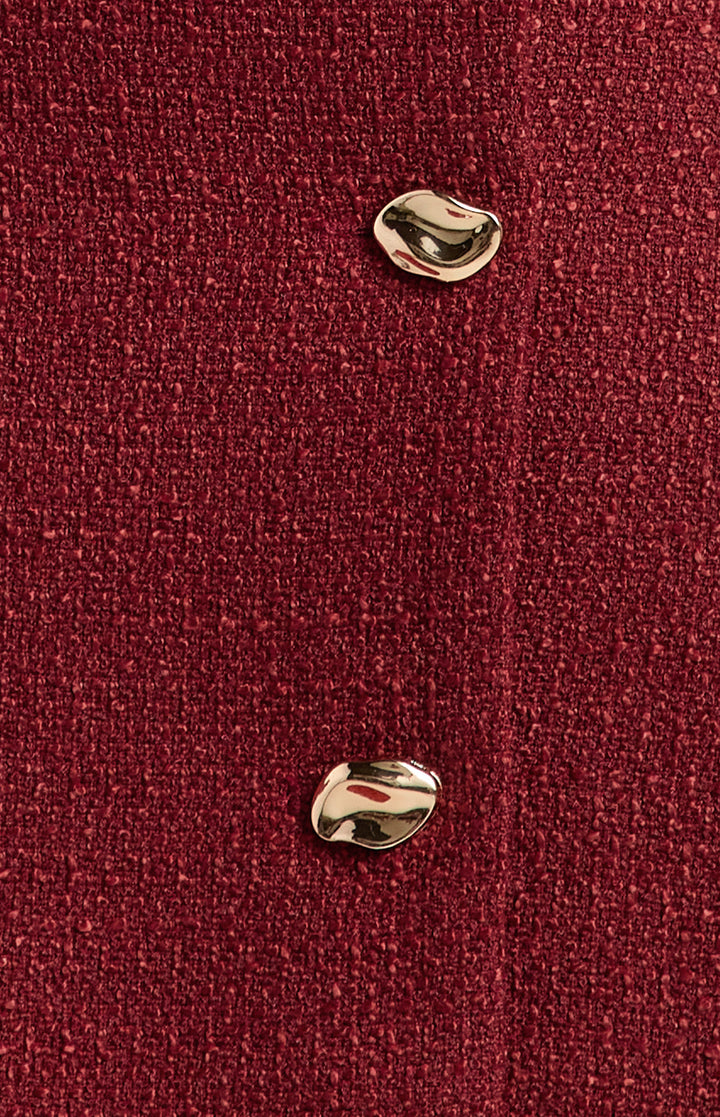 Tweed A Line Mini Dress With Embossed Gold Buttons