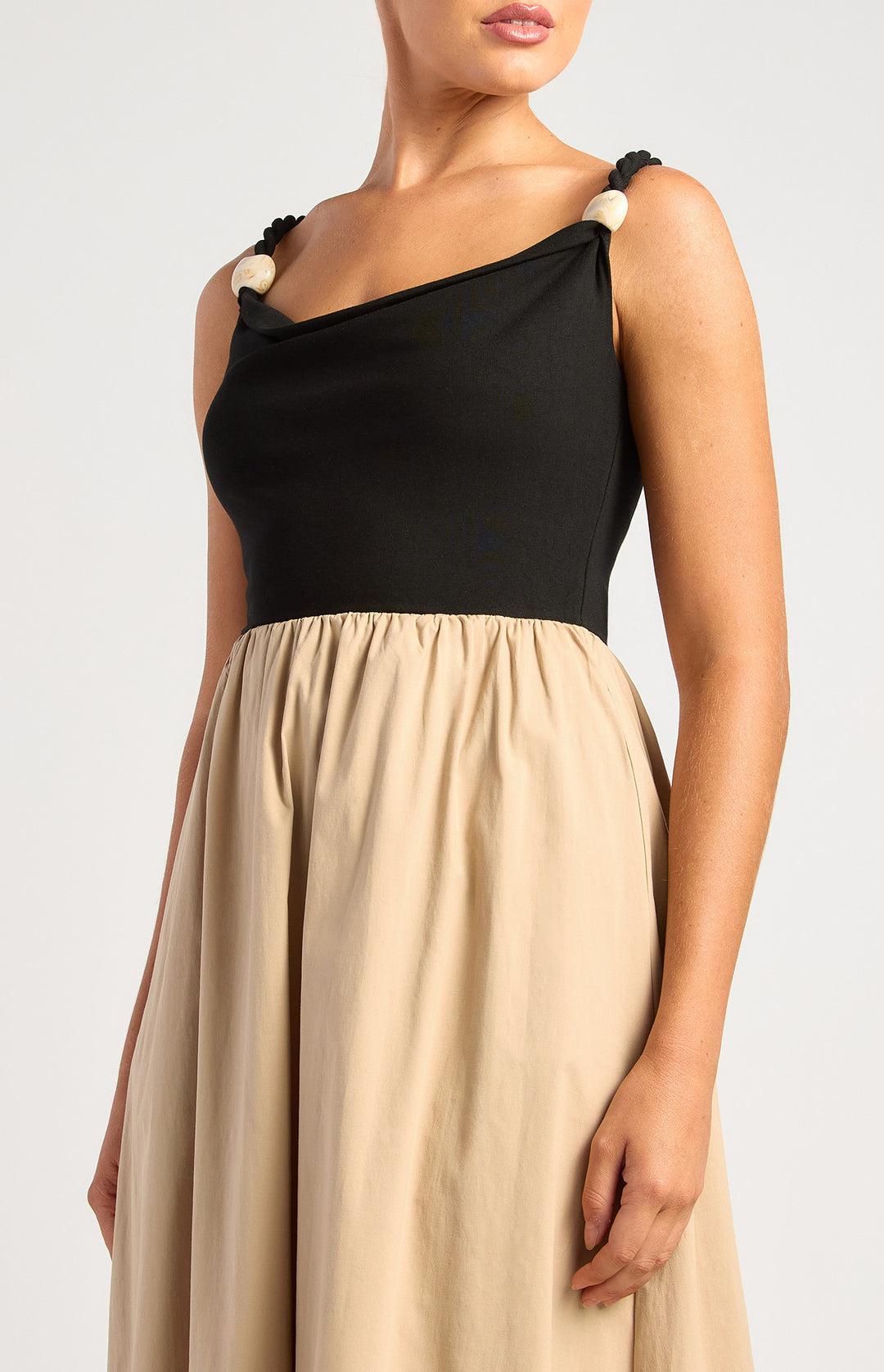 Marble Detail Twisted Strap Cotton Dress