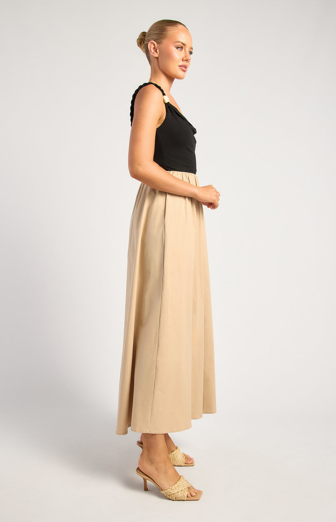 Marble Detail Twisted Strap Cotton Dress