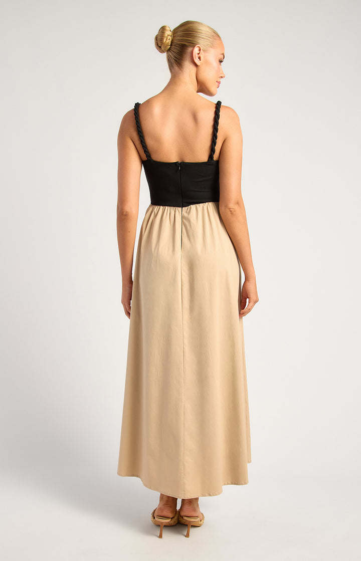 Marble Detail Twisted Strap Cotton Dress