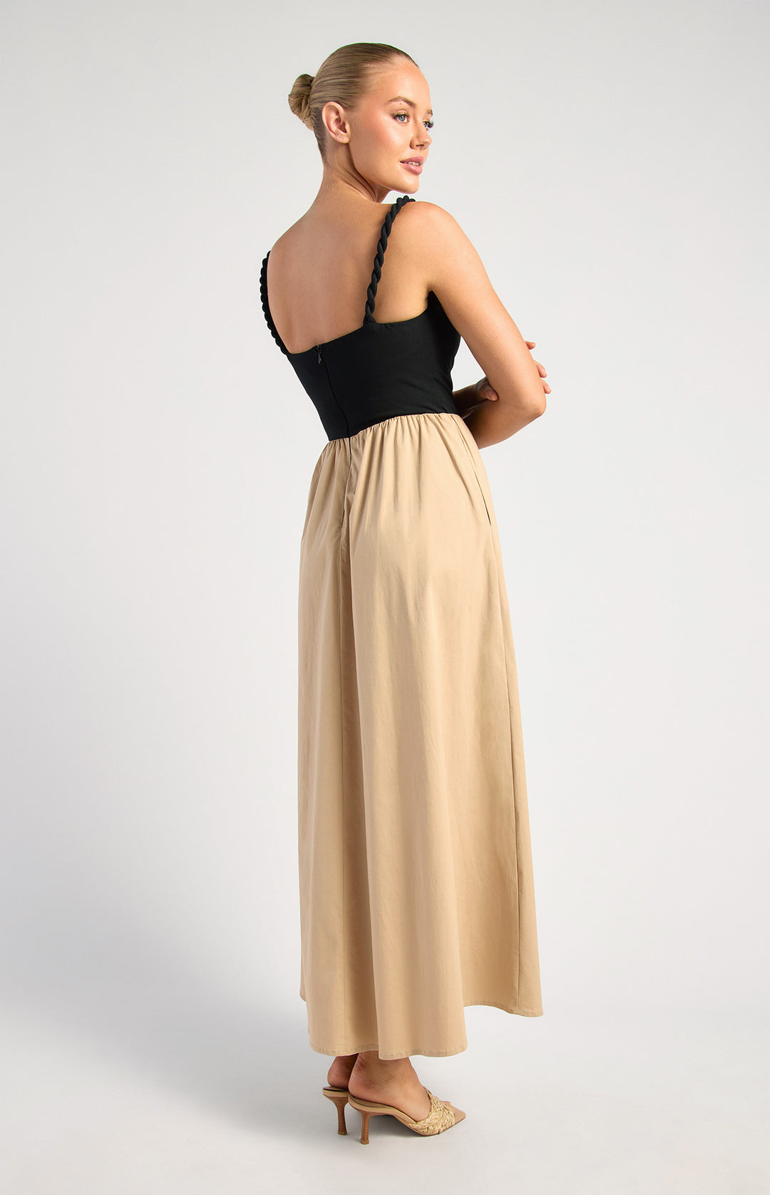 Marble Detail Twisted Strap Cotton Dress