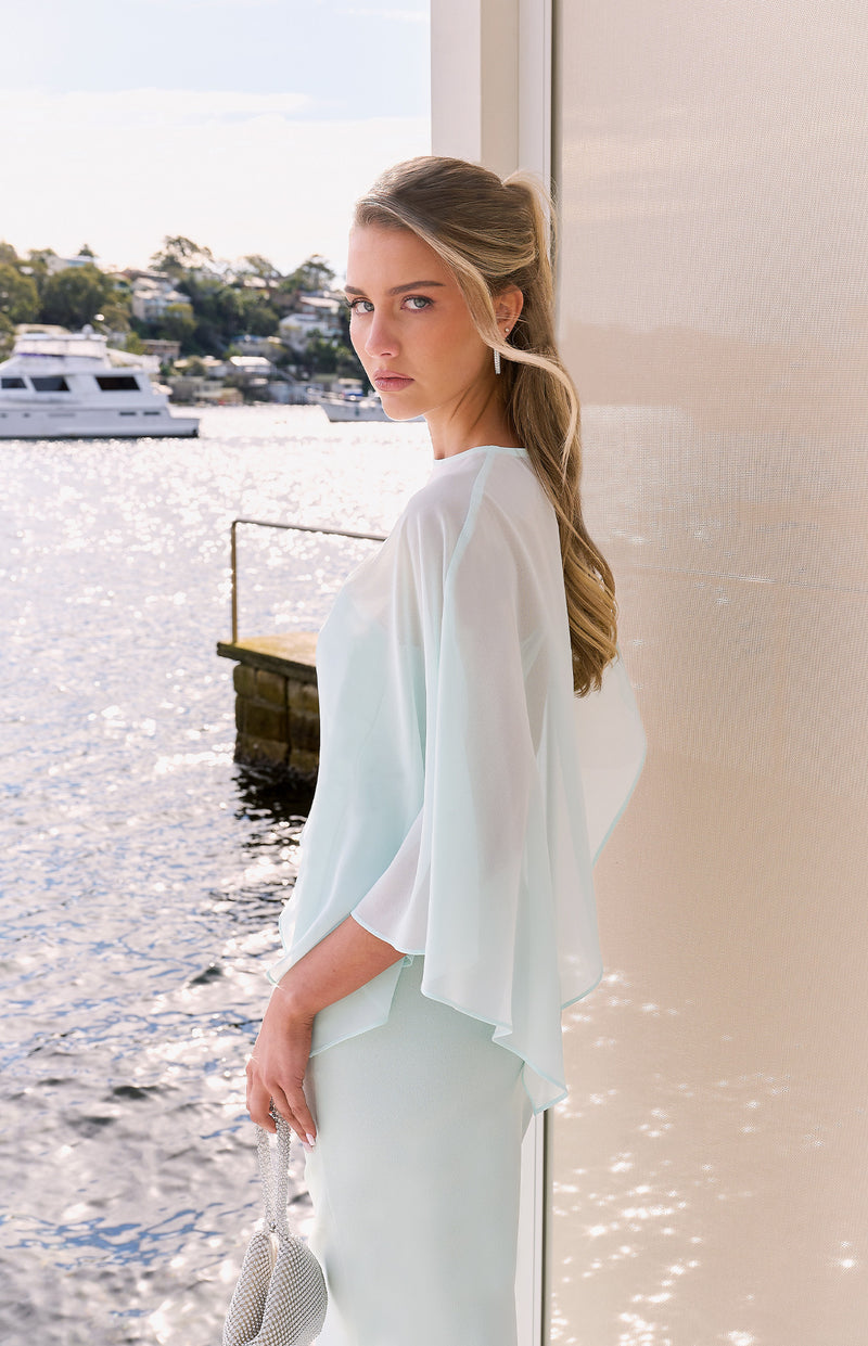 Chiffon Cape One Shoulder Dress