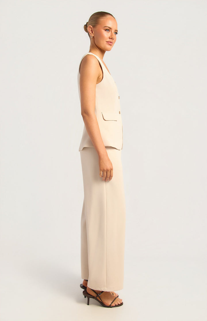 Textured Vest Set - Oat