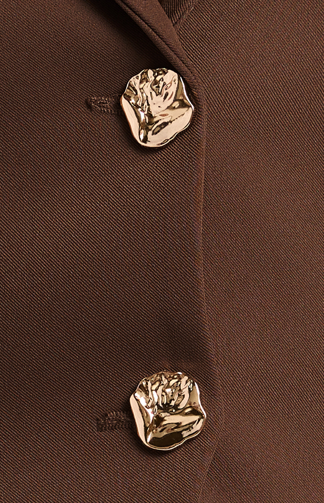 Pleated Cinch Waist Set With Gold Button Top And Pants - Chocolate