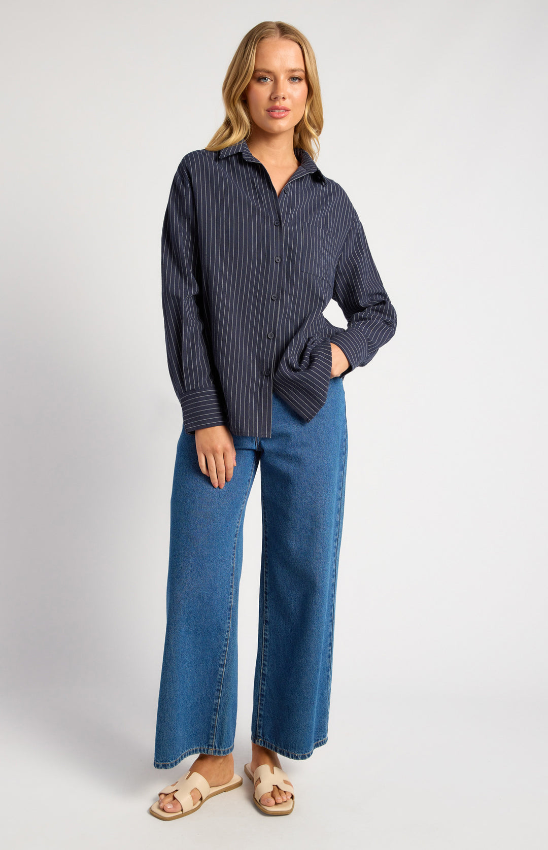 Pin Stripe Button Up Shirt