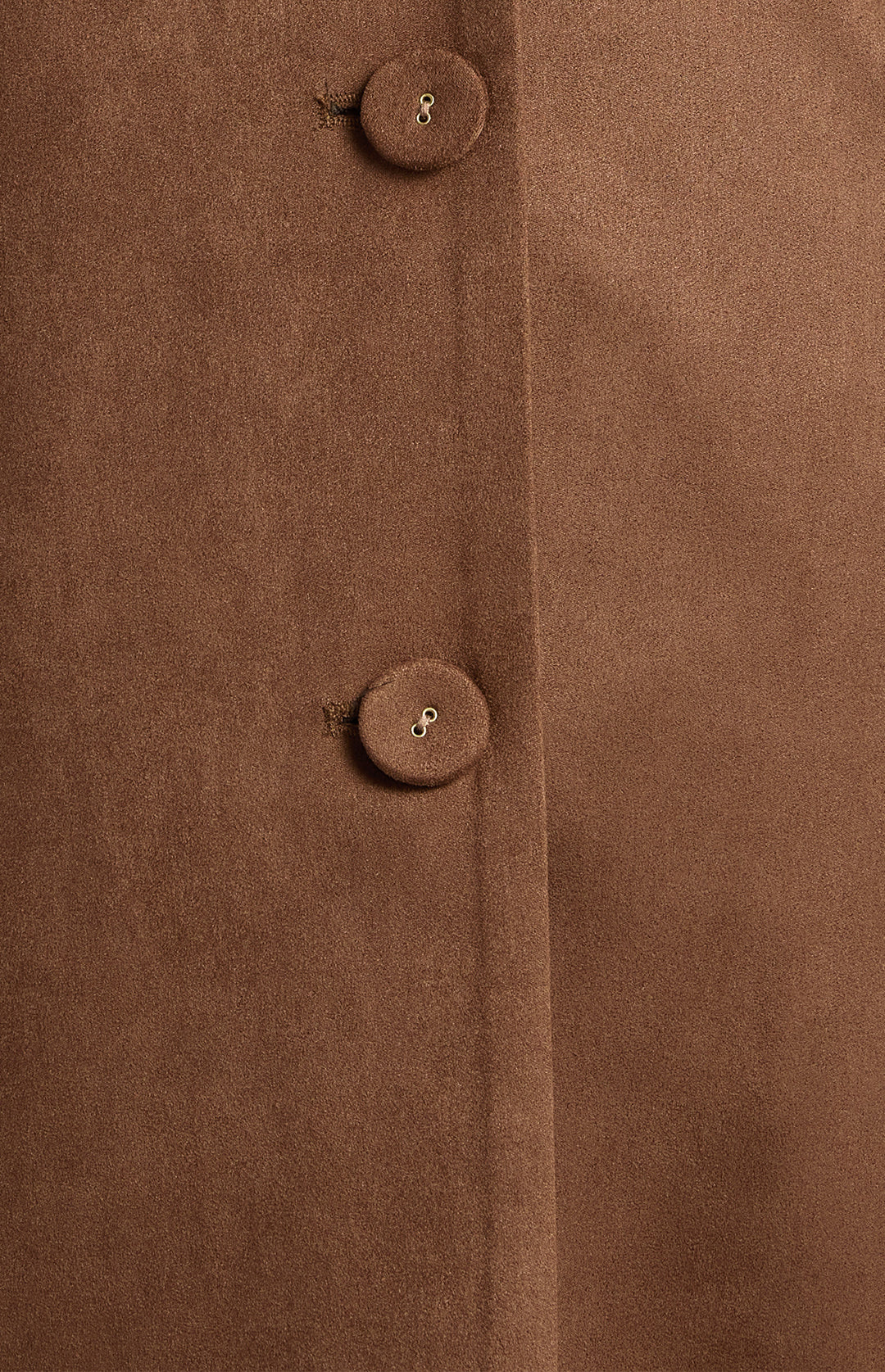 Longline Suede Coat With Adjustable Waist Buckle - Chocolate