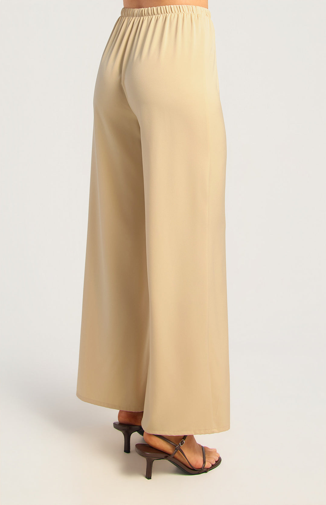 Wide Leg Satin Pants - Cream