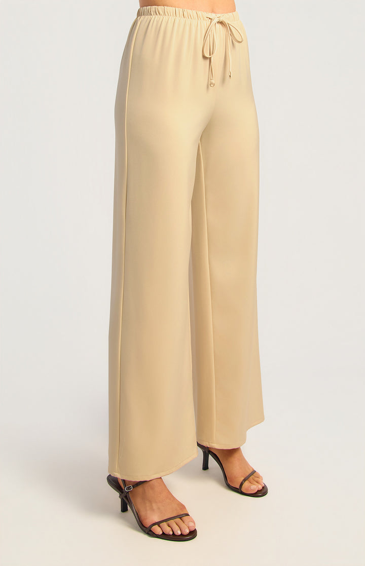 Wide Leg Satin Pants - Cream