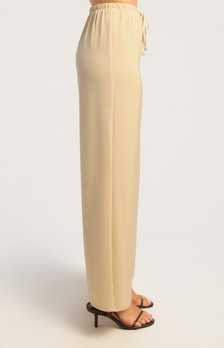 Wide Leg Satin Pants - Cream