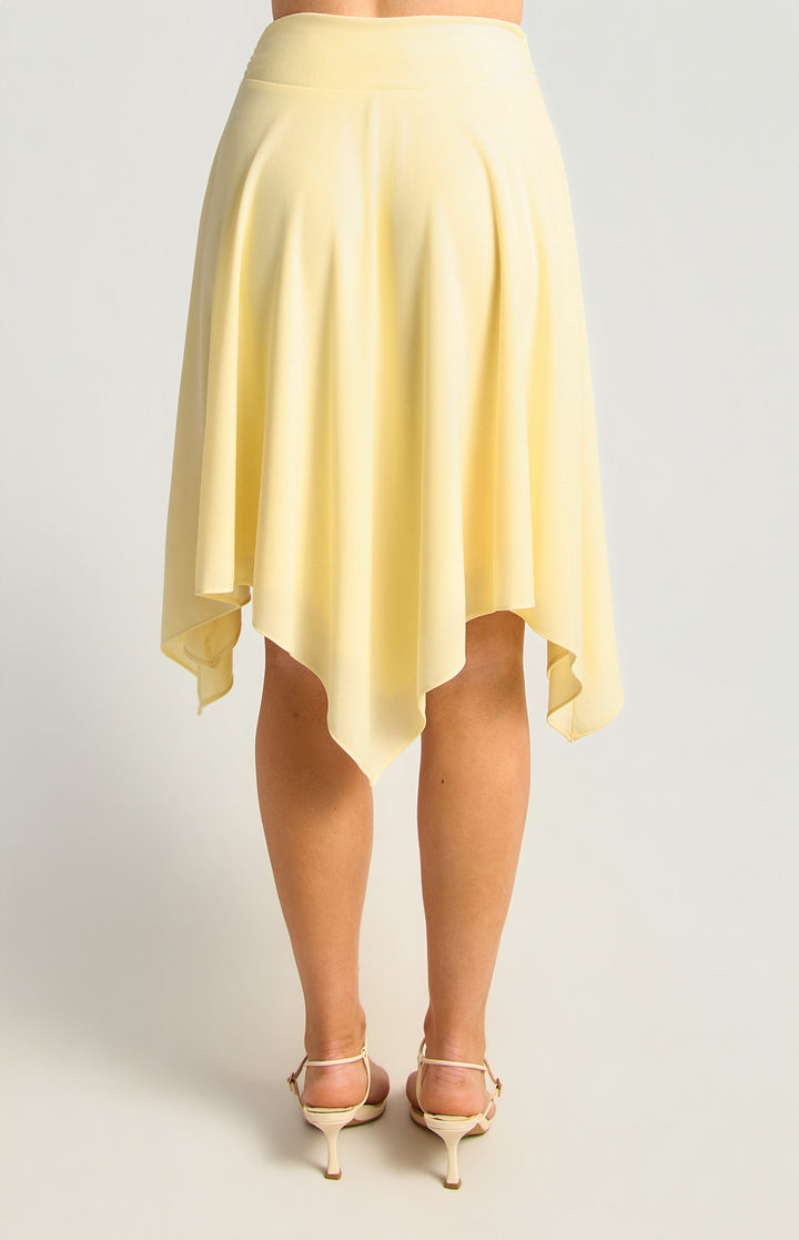 Hankerchief Hem Waist Panel Detail Skirt - Butter