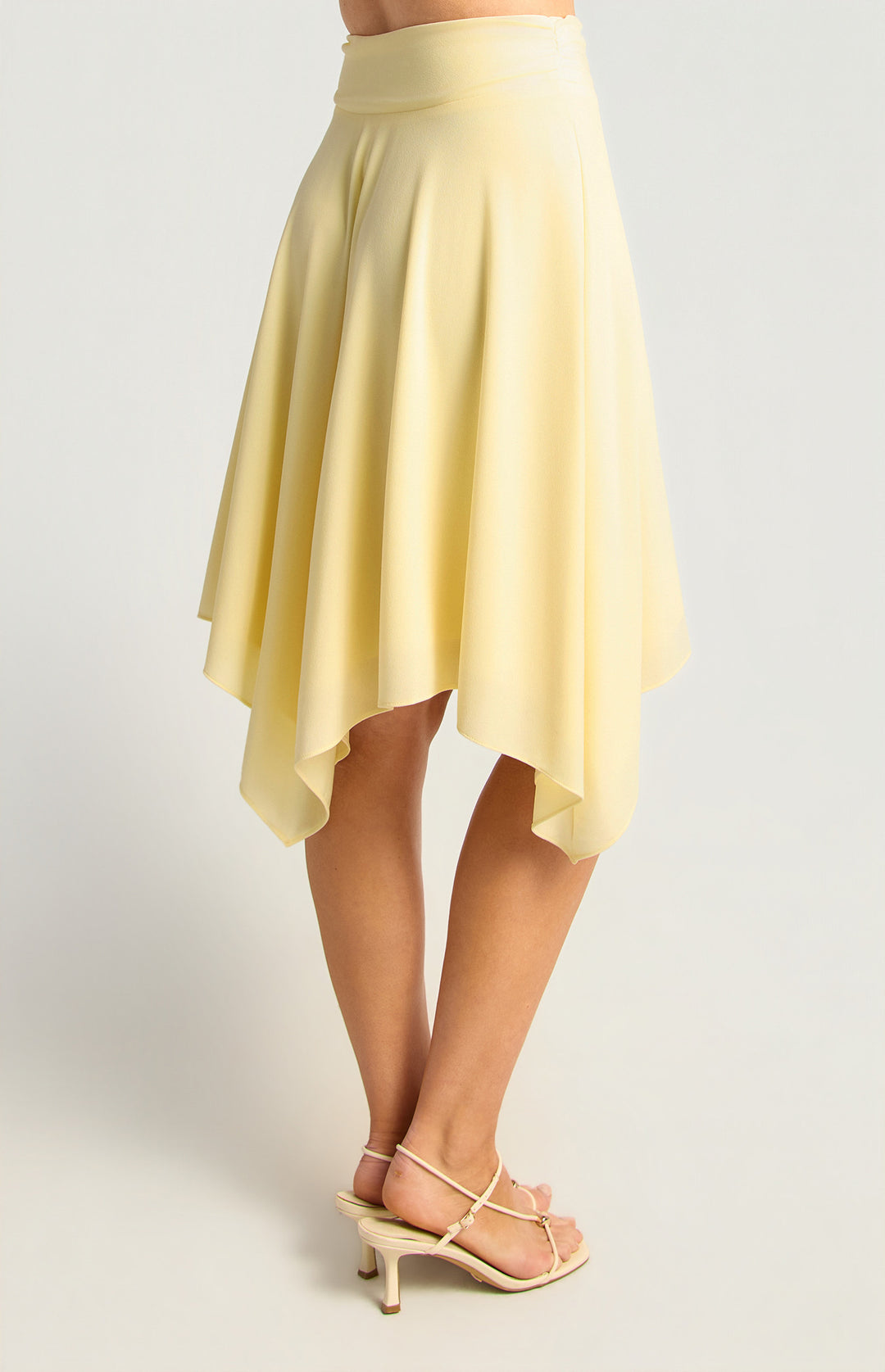 Hankerchief Hem Waist Panel Detail Skirt - Butter