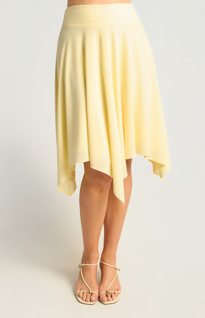 Hankerchief Hem Waist Panel Detail Skirt - Butter