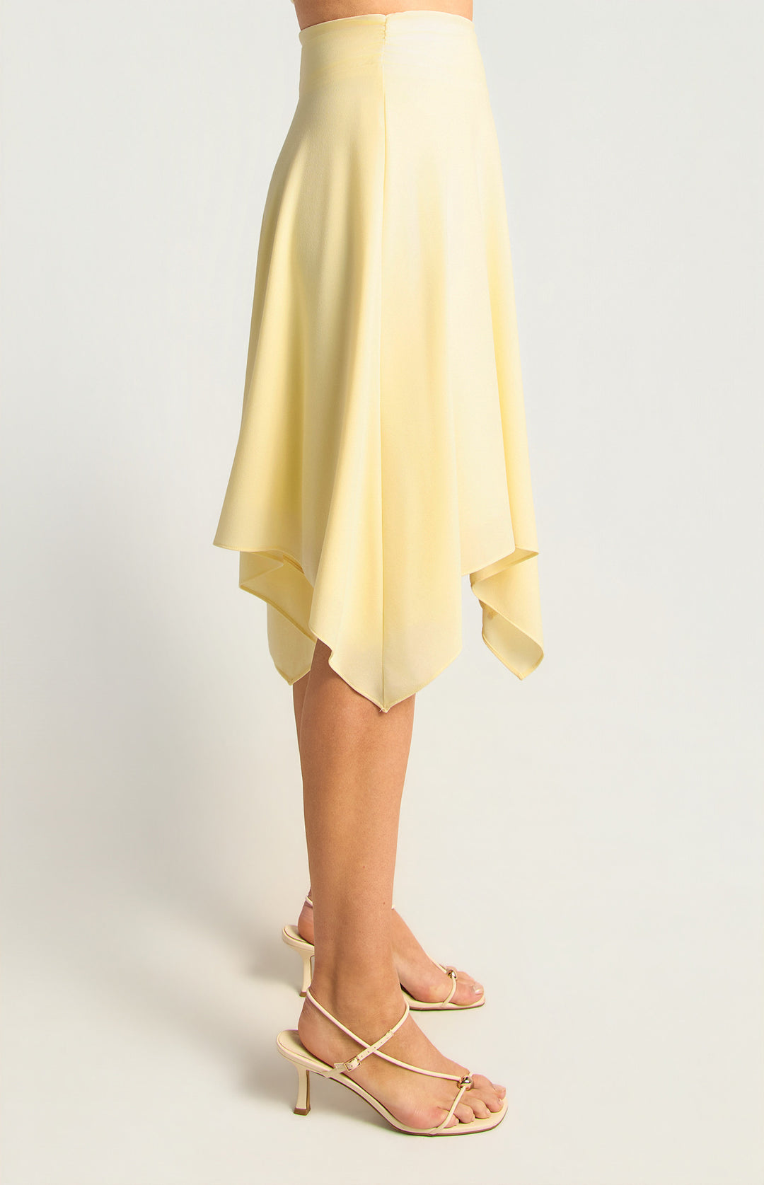Hankerchief Hem Waist Panel Detail Skirt - Butter
