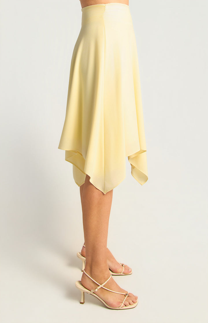Hankerchief Hem Waist Panel Detail Skirt - Butter