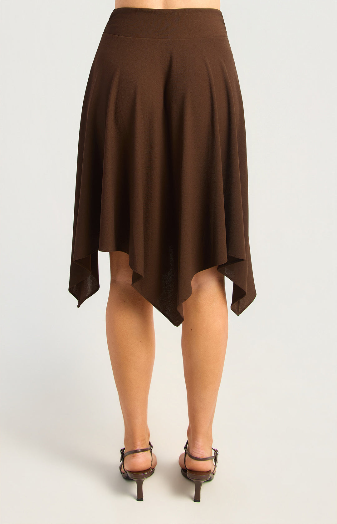 Hankerchief Hem Waist Panel Detail Skirt - Espresso