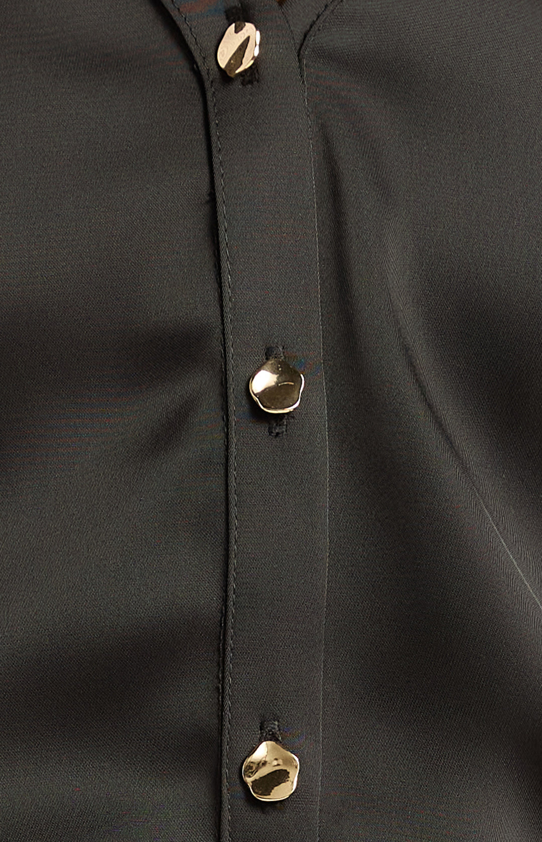 Pleat Shoulder With Gold Buttons Detail Blouse - Black