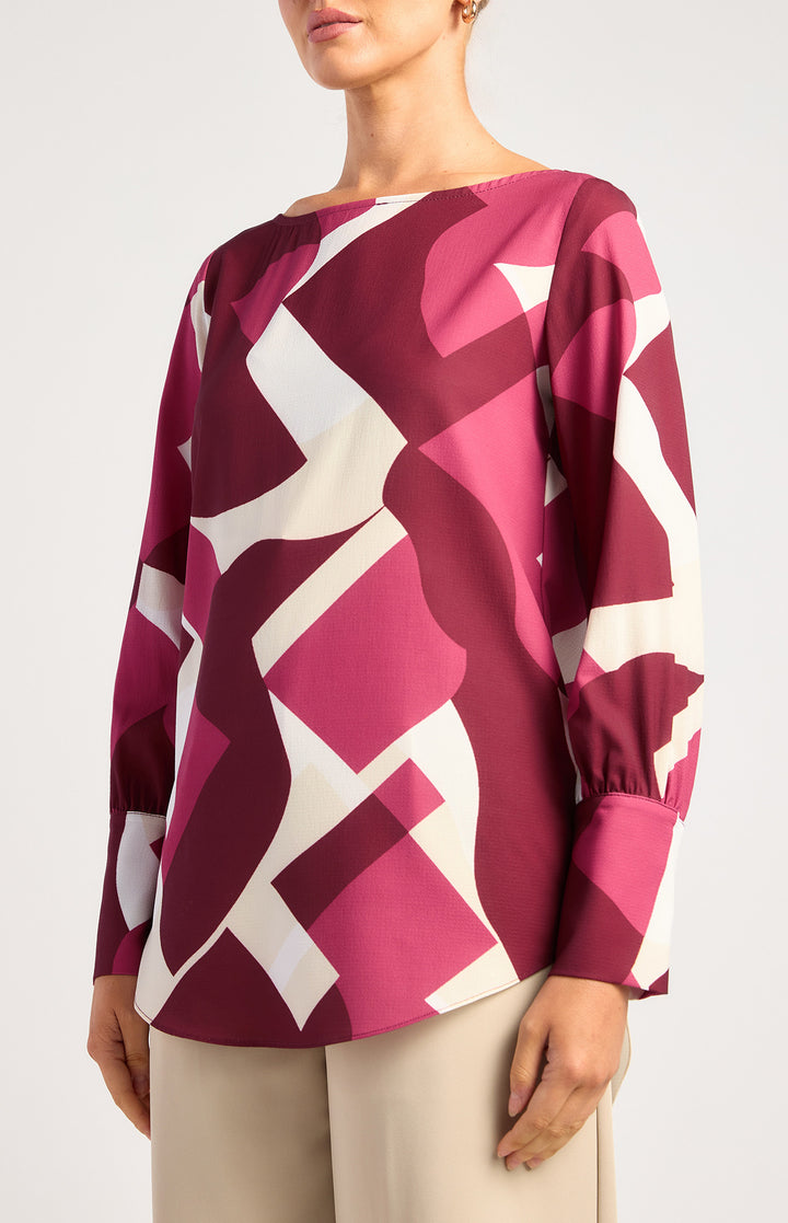 Abstract Print Long Sleeve Top
