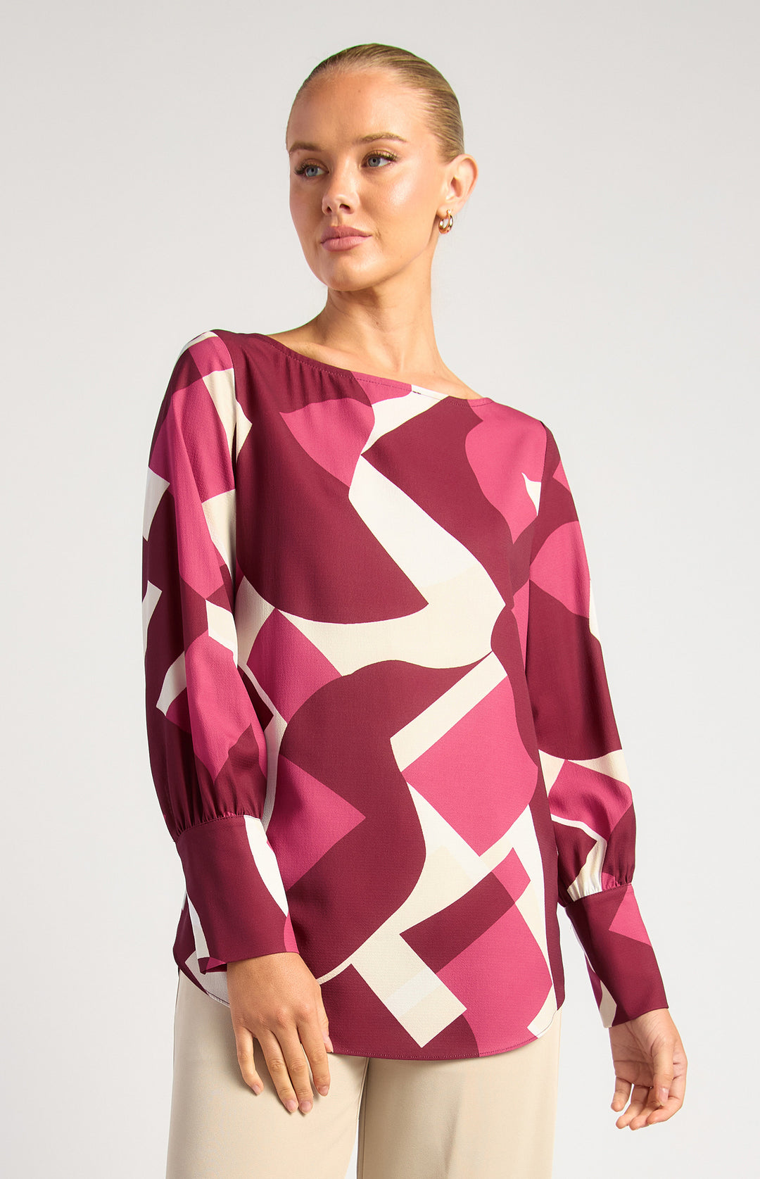 Abstract Print Long Sleeve Top