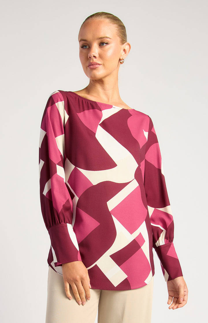 Abstract Print Long Sleeve Top