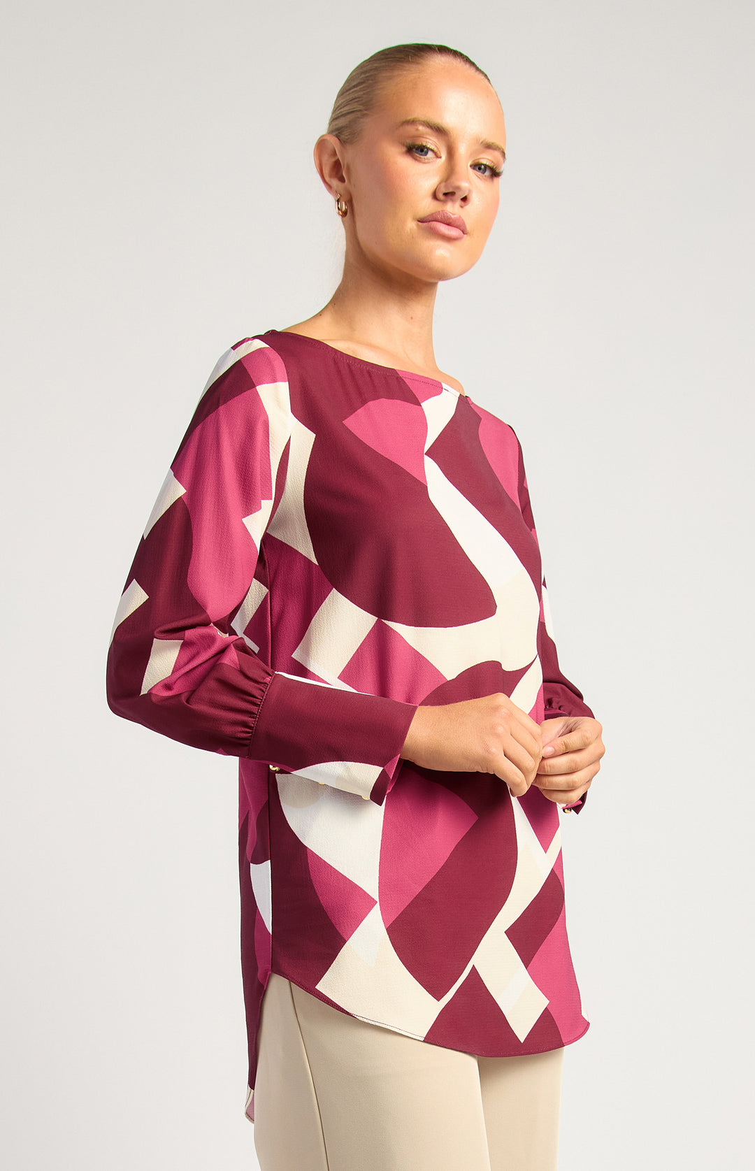 Abstract Print Long Sleeve Top