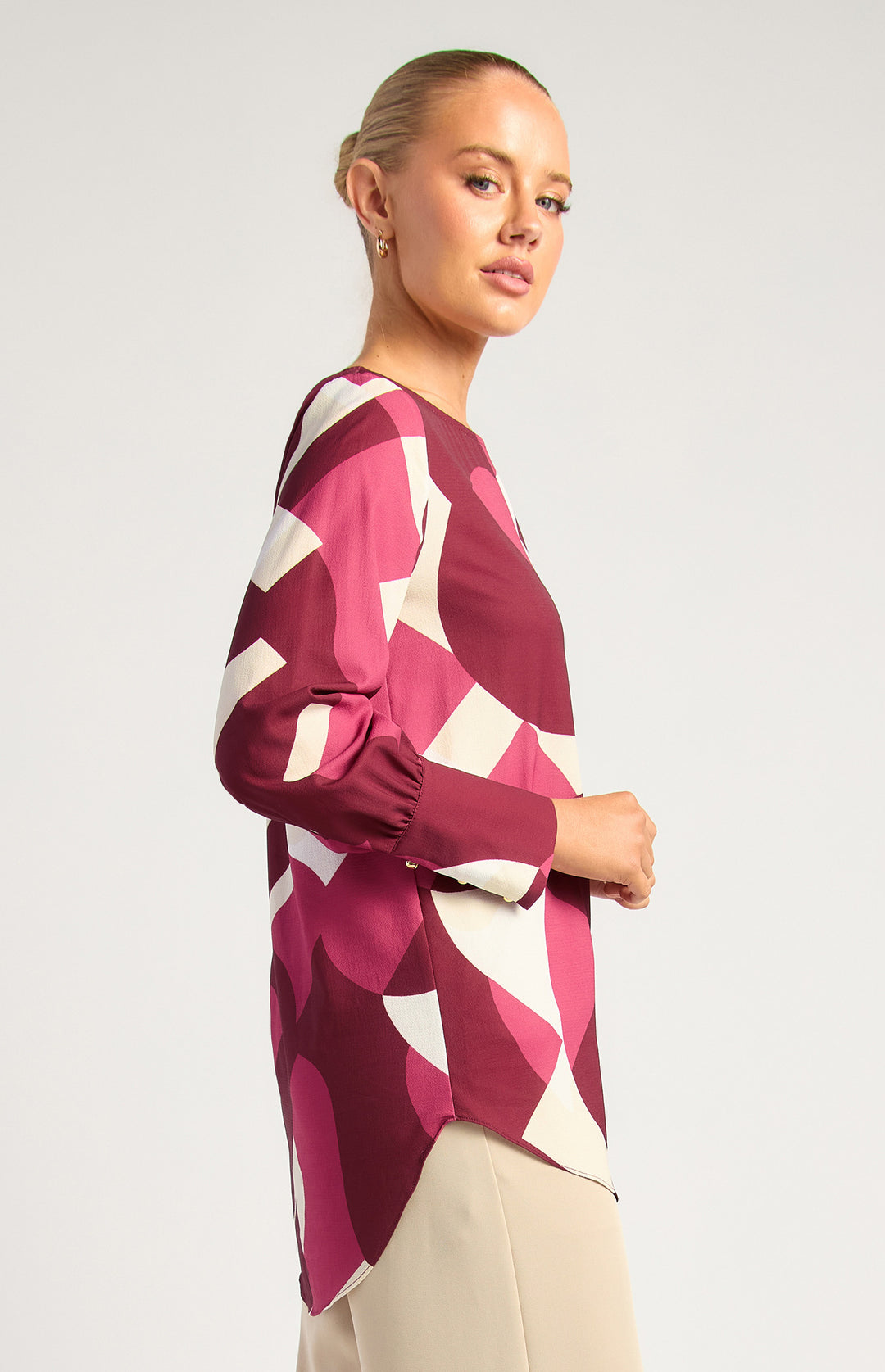 Abstract Print Long Sleeve Top