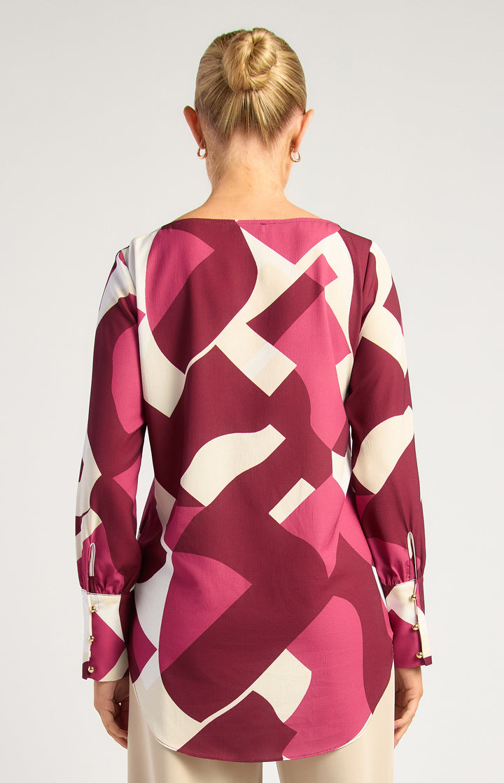 Abstract Print Long Sleeve Top