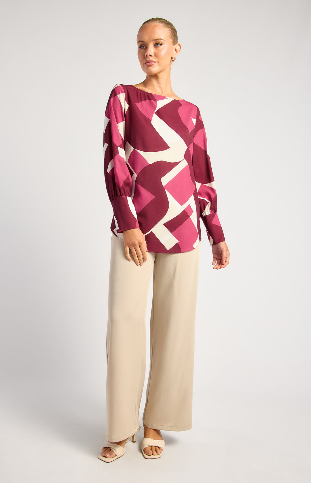 Abstract Print Long Sleeve Top