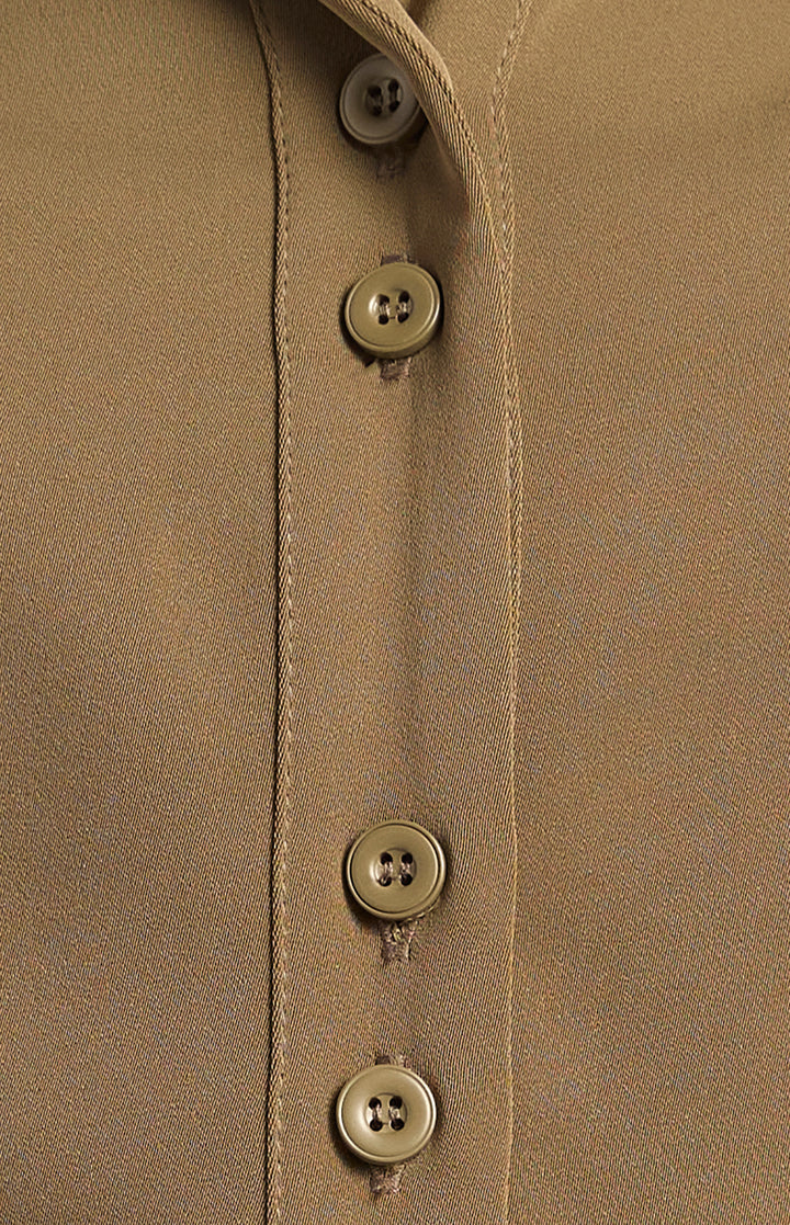 Double Button Detail Flare Cuff Satin Shirt