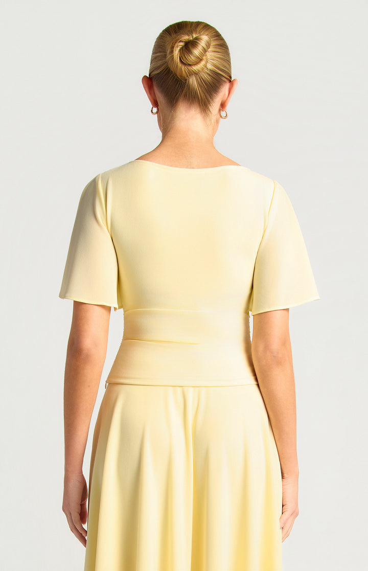 Flutter Split Sleeve Jersey Top - Butter