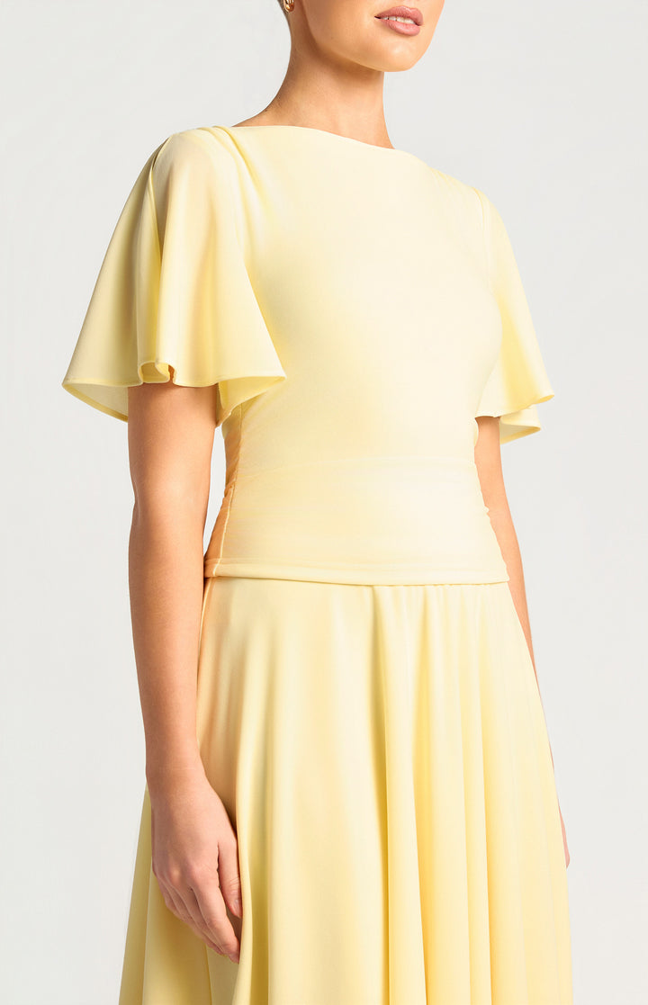 Flutter Split Sleeve Jersey Top - Butter