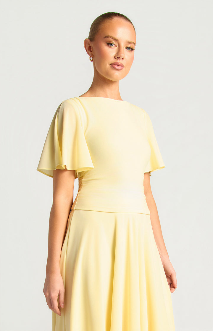 Flutter Split Sleeve Jersey Top - Butter