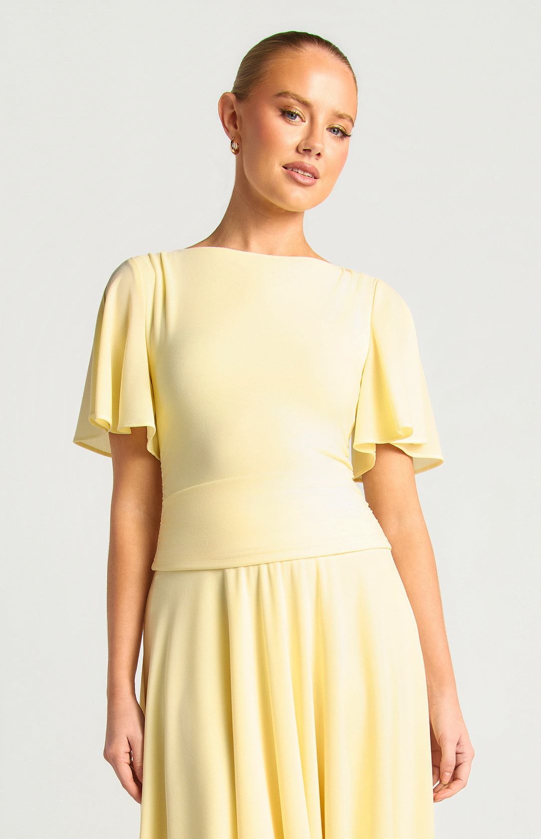Flutter Split Sleeve Jersey Top - Butter
