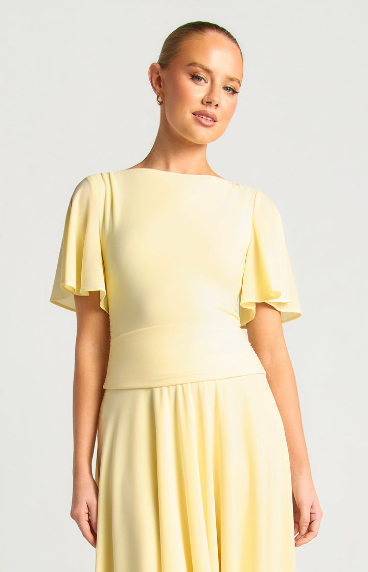 Flutter Split Sleeve Jersey Top - Butter