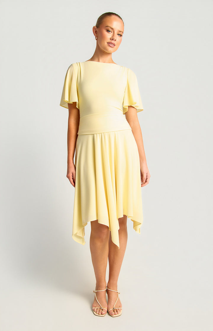 Flutter Split Sleeve Jersey Top - Butter