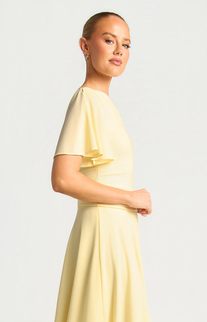 Flutter Split Sleeve Jersey Top - Butter