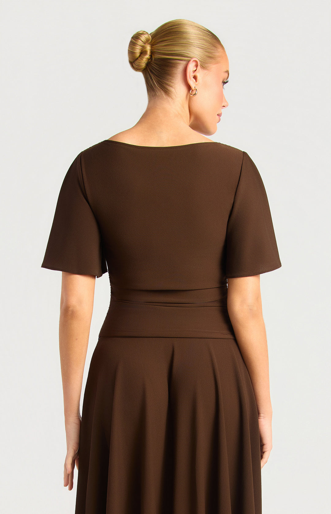 Flutter Split Sleeve Jersey Top - Espresso