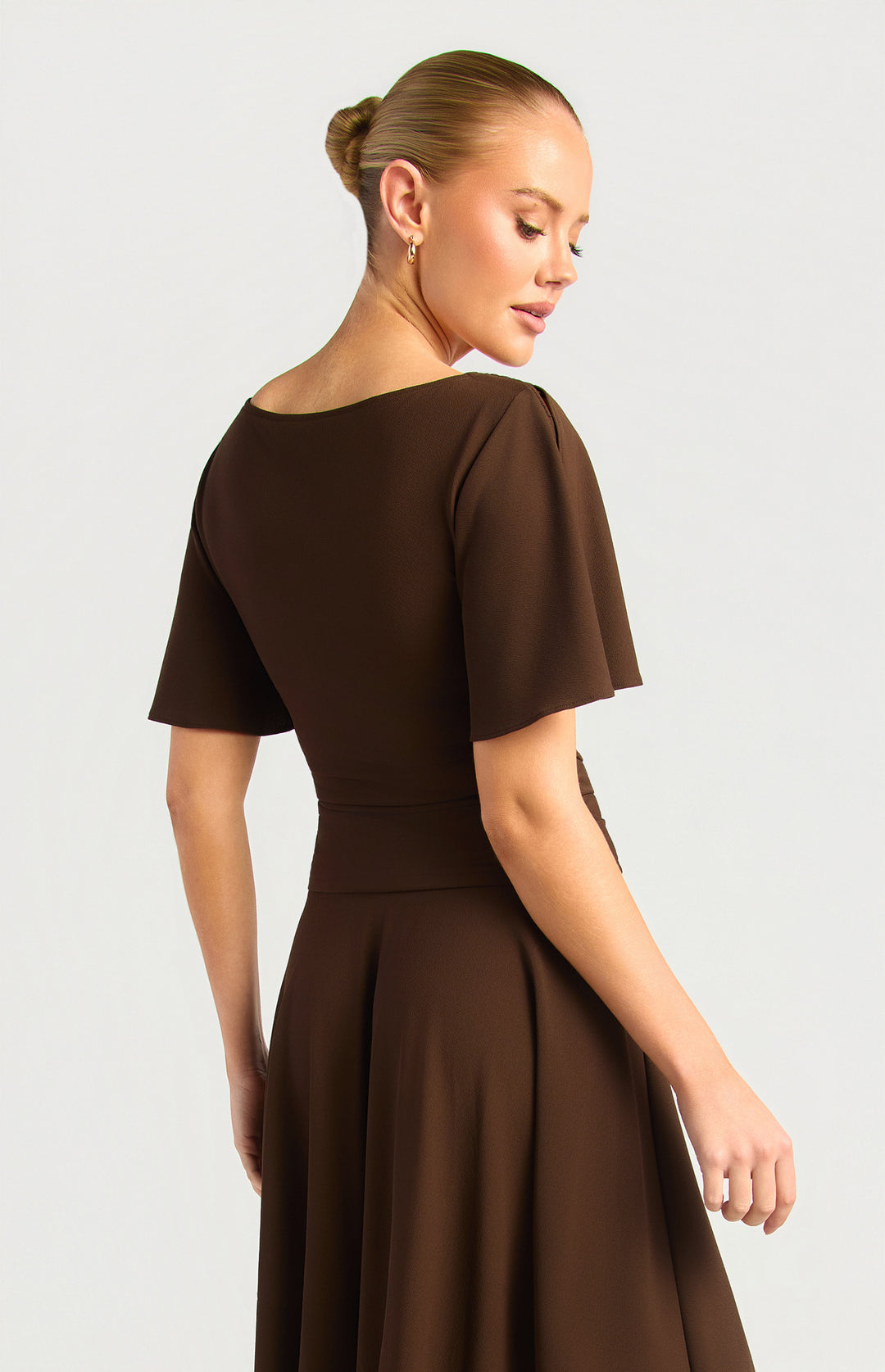 Flutter Split Sleeve Jersey Top - Espresso