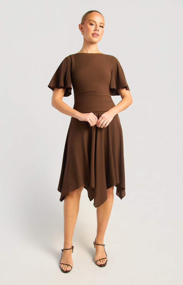 Flutter Split Sleeve Jersey Top - Espresso
